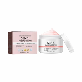5 in 1 Face Cream, With Hyaluronic Acid, Niacinamide, Vitamin C, Vitamin E & Collagen, Women’s Face Moisturizer, Anti aging daily skin care lotion, Instant Face Lift Cream, 1.76 fl oz