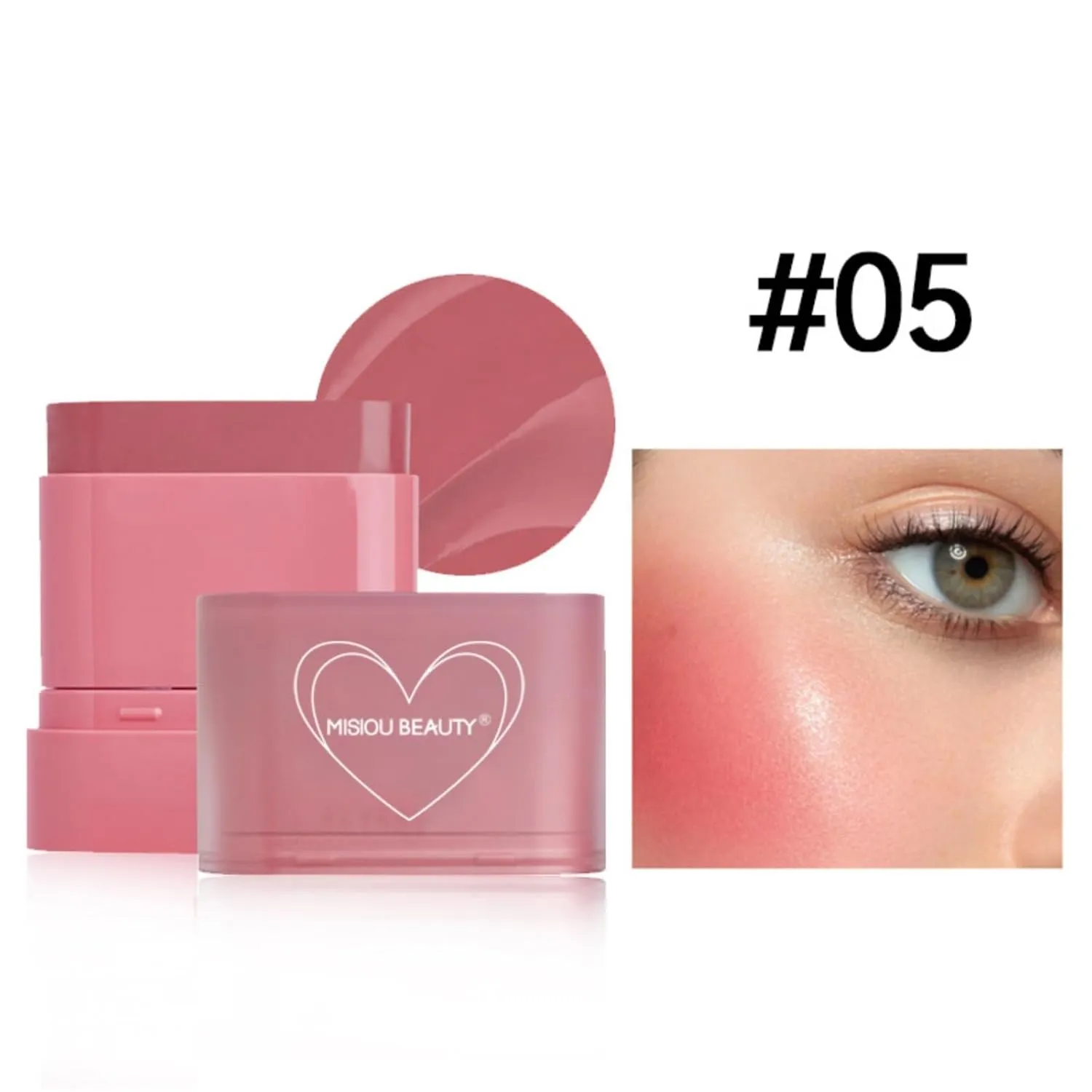 6-in-1 Lip & Cheek Tint Stick - Sheer Hydrating Glow, Buildable Watercolor Finish (Vegan, 12H Dewy Wear) (#05)