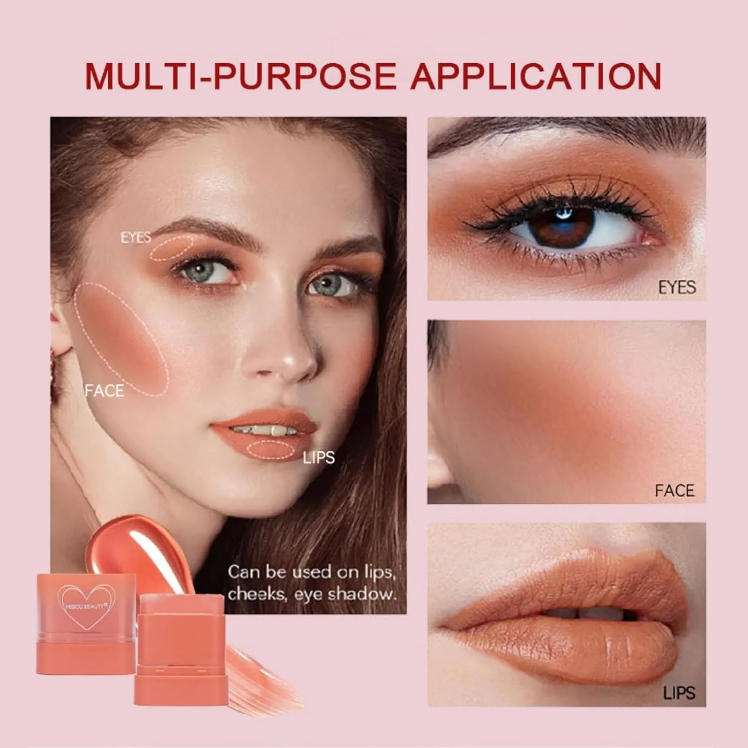 6-in-1 Lip & Cheek Tint Stick - Sheer Hydrating Glow, Buildable Watercolor Finish (Vegan, 12H Dewy Wear) (#05)
