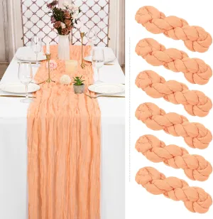 6 Pack Blush Cheesecloth Table Runner Gauze Table Runner 10FT Long Semi-Sheer Table Runner Boho or Rustic Wedding Table Decor for Wedding Decor Arch Draping Valentine's Day Easter Holiday Party