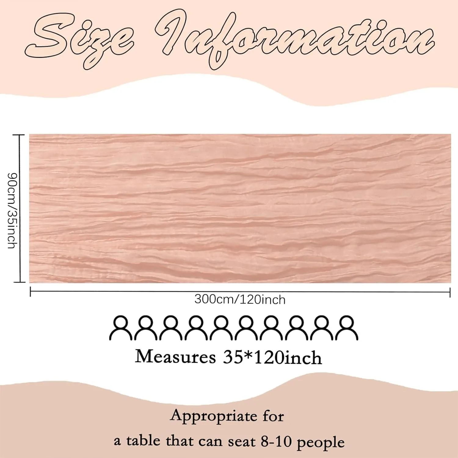 6 Pack Blush Pink Cheesecloth Summer Table Runner 10FT Boho Gauze Fabric Table Runner 35 x 120 Inch Rustic Sheer Runner for Mother's Day Wedding Birthday Baby Shower Party Table Decoration