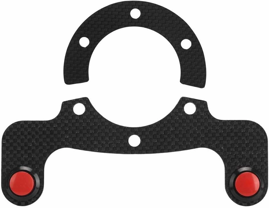 6 Bolts Steering Wheel Horn Button for MOMO/OMP/Nardi/, Carbon Fiber External Horn Button Kits Car Modified Accessory(Dual Button)