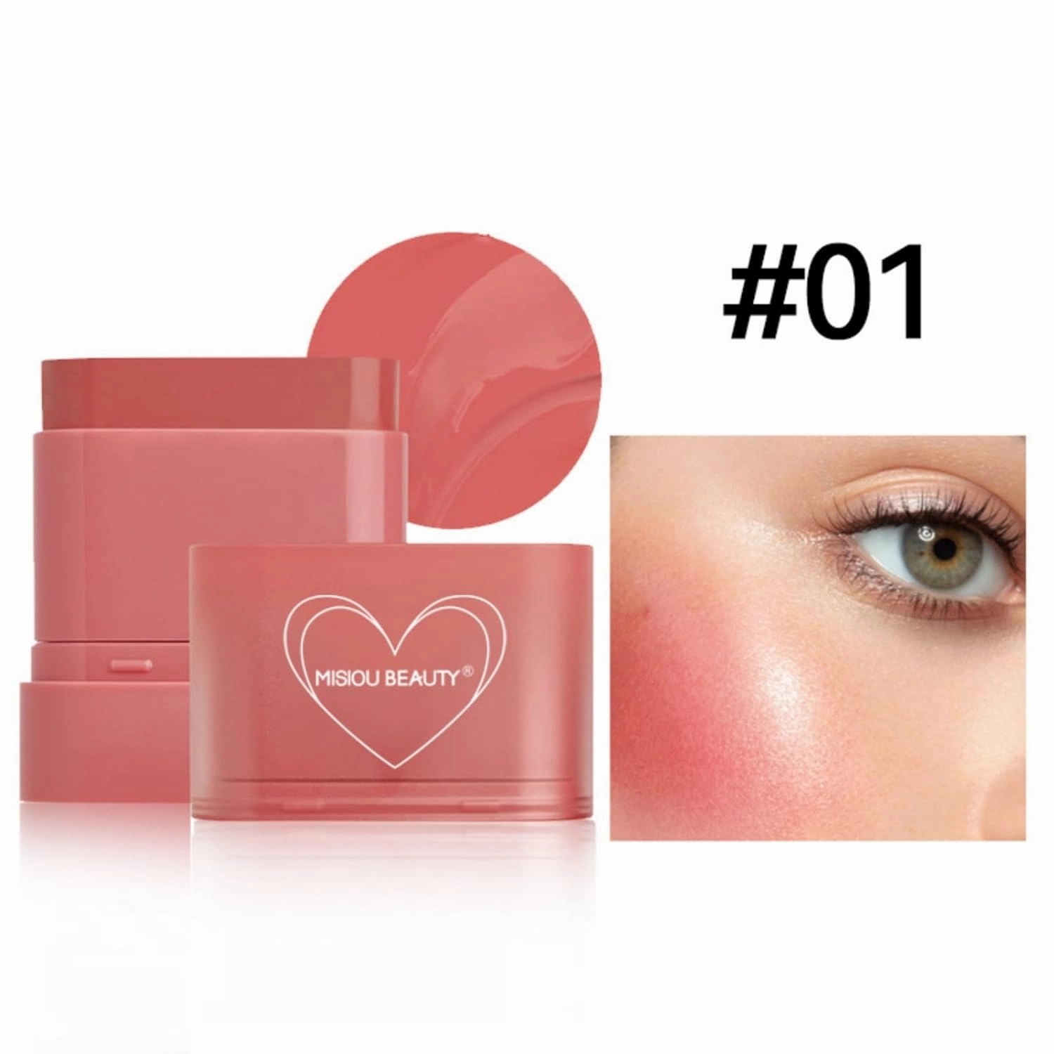 6-in-1 Lip & Cheek Tint Stick - Sheer Hydrating Glow, Buildable Watercolor Finish (Vegan, 12H Dewy Wear) (#01)