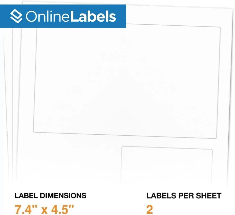7.4 x 4.5 and 3.675 x 3 Ebay Shipping Labels - Pack of 250 Sheets - Inkjet/Laser Printer - Online Labels