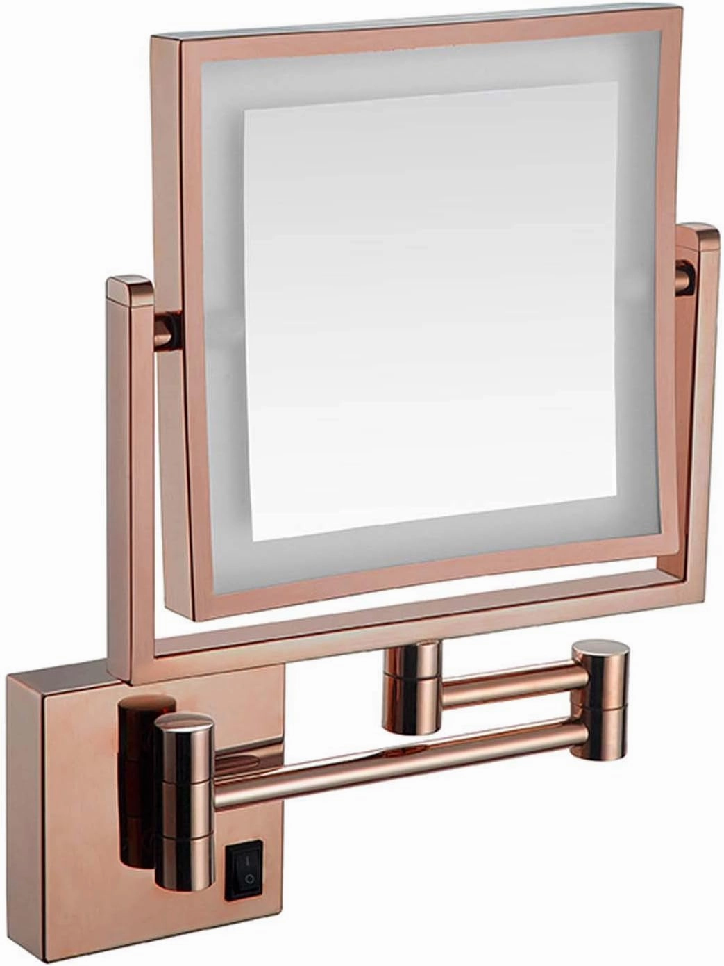 8" LED Wall Mounted Makeup Mirror, 360° Swivel Extendable Cosmetic Vanity Mirror, 3X Magnifying Double Sided LED Lighted Mirror, Make-Up Mirror with Extendible Arm