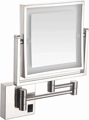 8" LED Wall Mounted Makeup Mirror, 360° Swivel Extendable Cosmetic Vanity Mirror, 3X Magnifying Double Sided LED Lighted Mirror, Make-Up Mirror with Extendible Arm(Nickel,Plug)