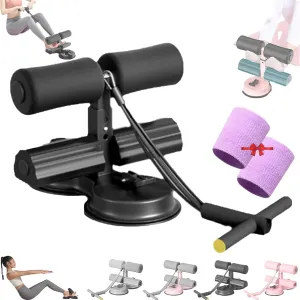 Ab Training Auxiliary Device, Portable Sit up Exercise Equipment, Upgraded Ab Machine for Home Gym, Dual Suction Cup Sit up Equipment with Adjustable Resistance Bands