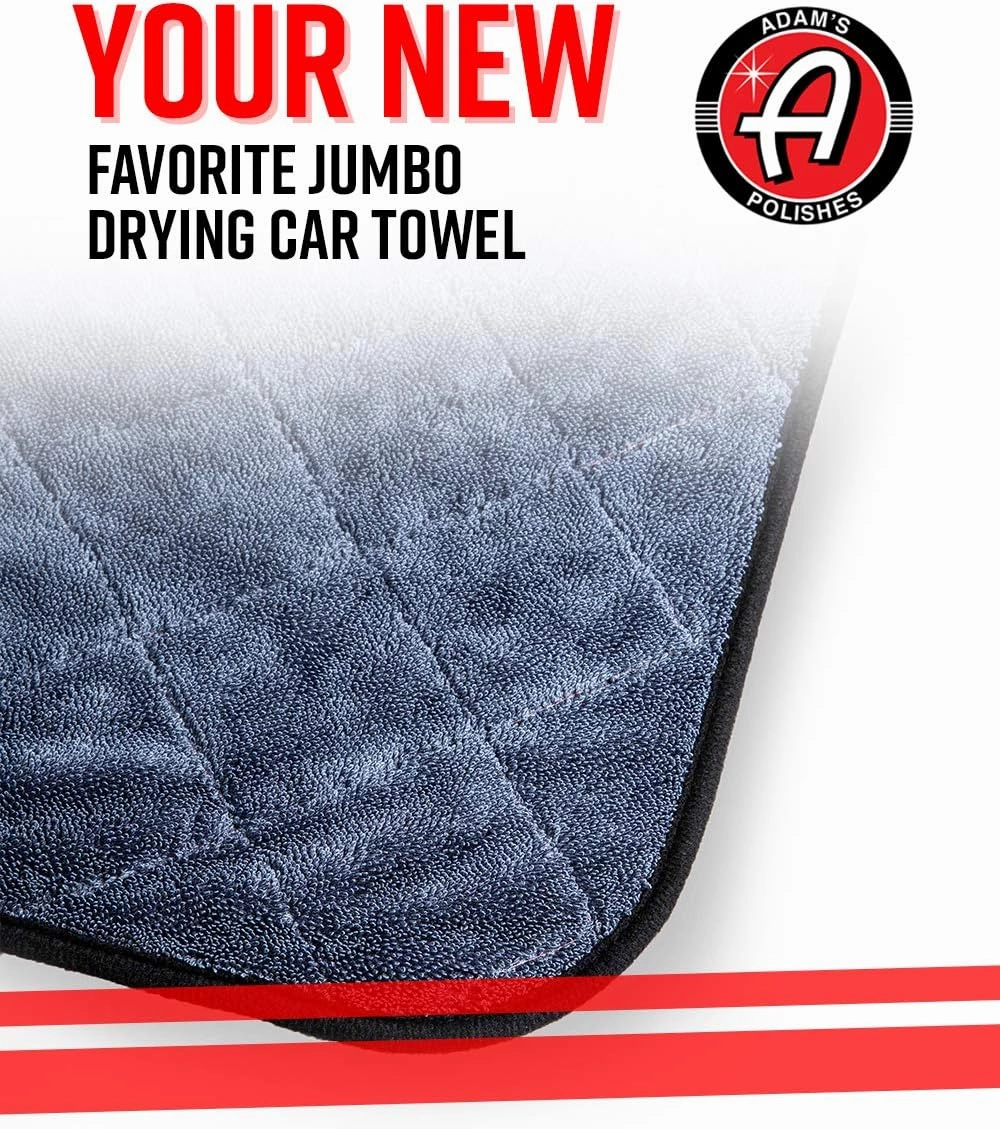 Adam's Polishes Jumbo Plush Drying Towel 33 x 29 inches 1500 GSM - Absorbent Microfiber (1 Pack), White