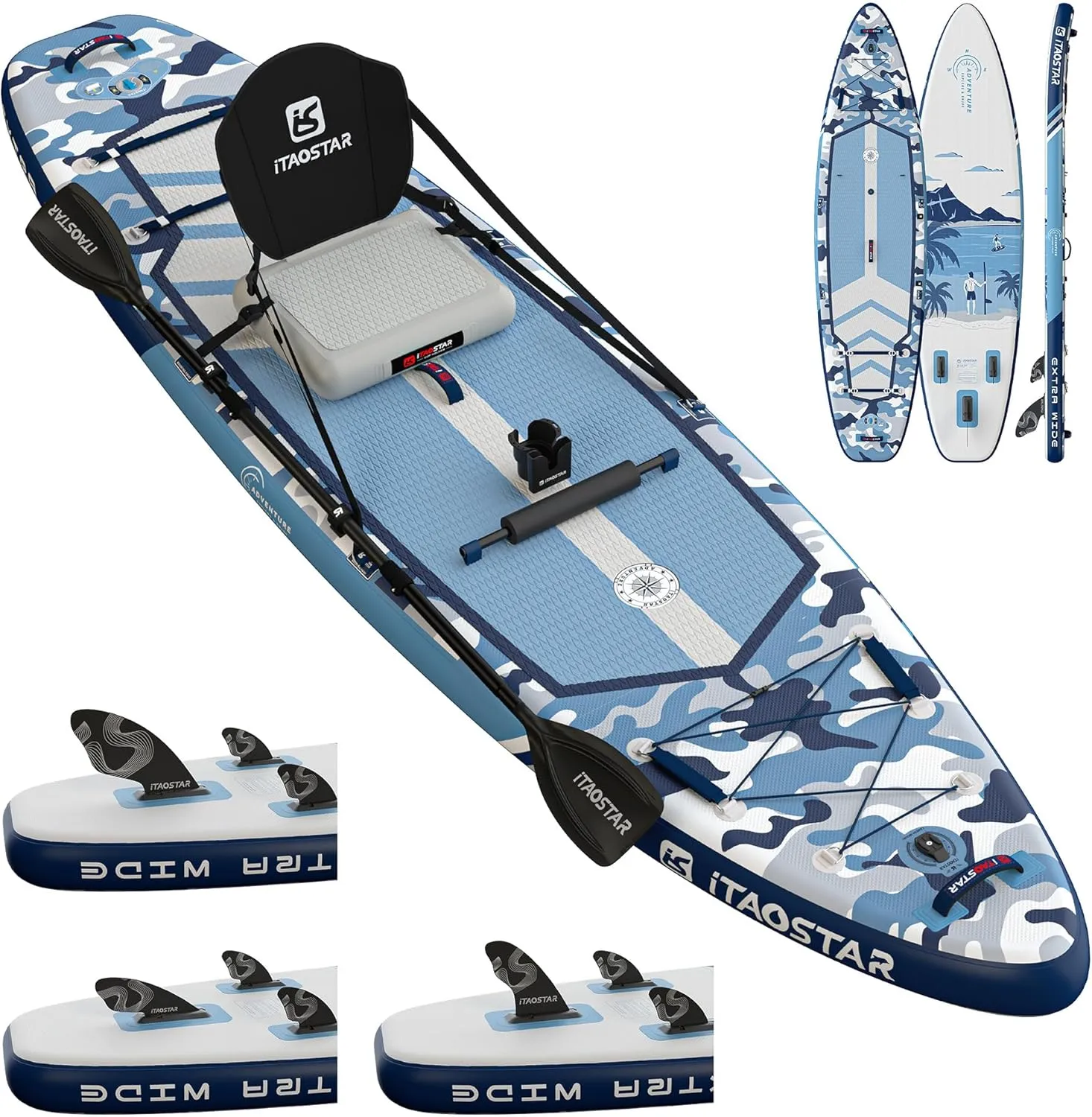 Adventure 12’×35"/39" Extra Wide Paddle Board, One-Stop Premium SUP Board Accessories, Tailored 5 Fins, Stable Inflatable Stand Up Paddle Boards for Youth/Adults of All Skill Levels