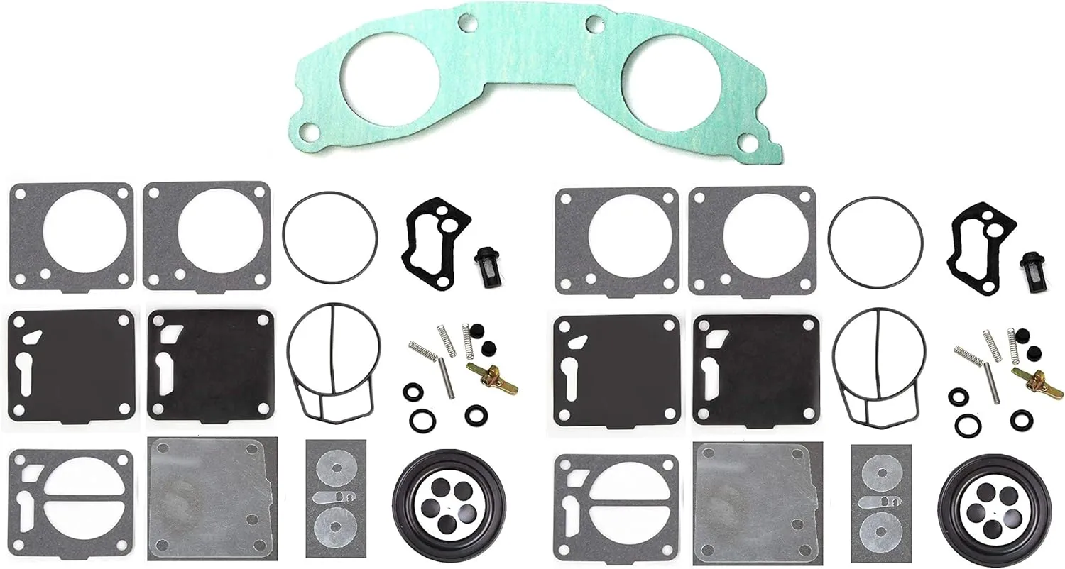 Aftermarket Mikuni Dual Carb Rebuild Kit with Base Gasket 62T-13556-00-00 Compatible with Yamaha Super Jet 700 Wave Raider