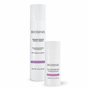 Aging-well bundle | Radiant Boost Facial Cream   Eye Contour Gel with Peptides, Hyaluronic Acid, Niacinamide, Vitamin E | Reduce the appearance of fine lines | 2 Airless bottles