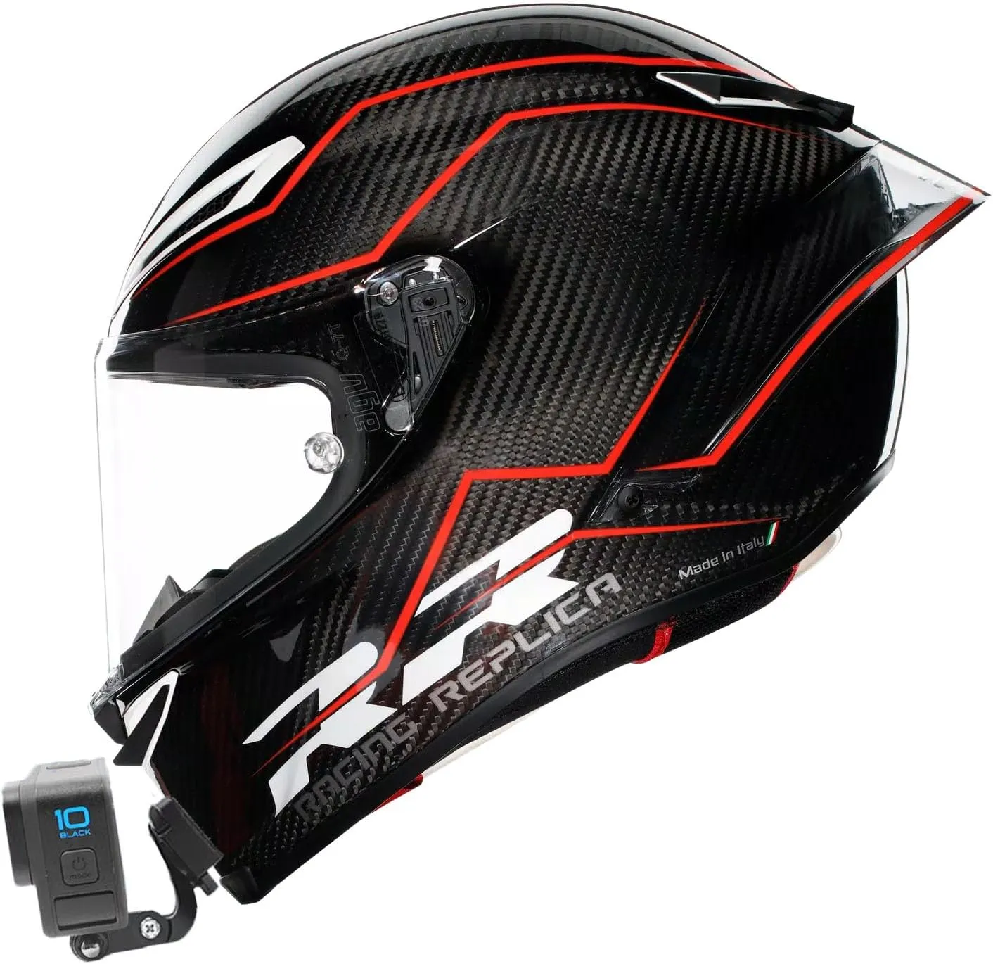 AGV Pista Customize Motorcycle Helmet Chin Mount Kits for GoPro and Insta360 Etc. Action Camera with Adhesive Pads and J Hook Mount