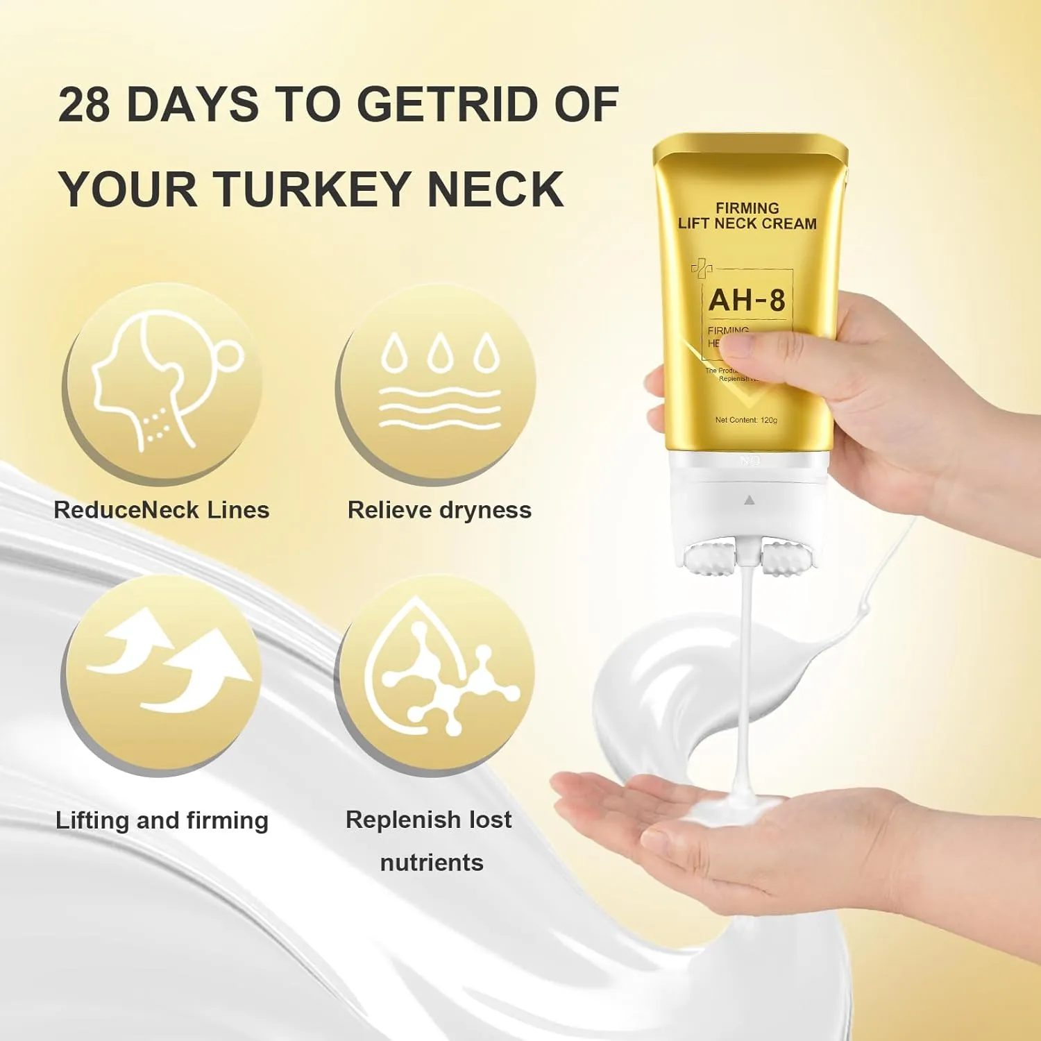 AH-8 Firming Neck Cream for Crepey Skin Body Care Comfort- Contains Hexapeptide, Moisturizing, Tightening Lotions Cosmetic Skin Care & Repair for Women and men, Day & Night Use