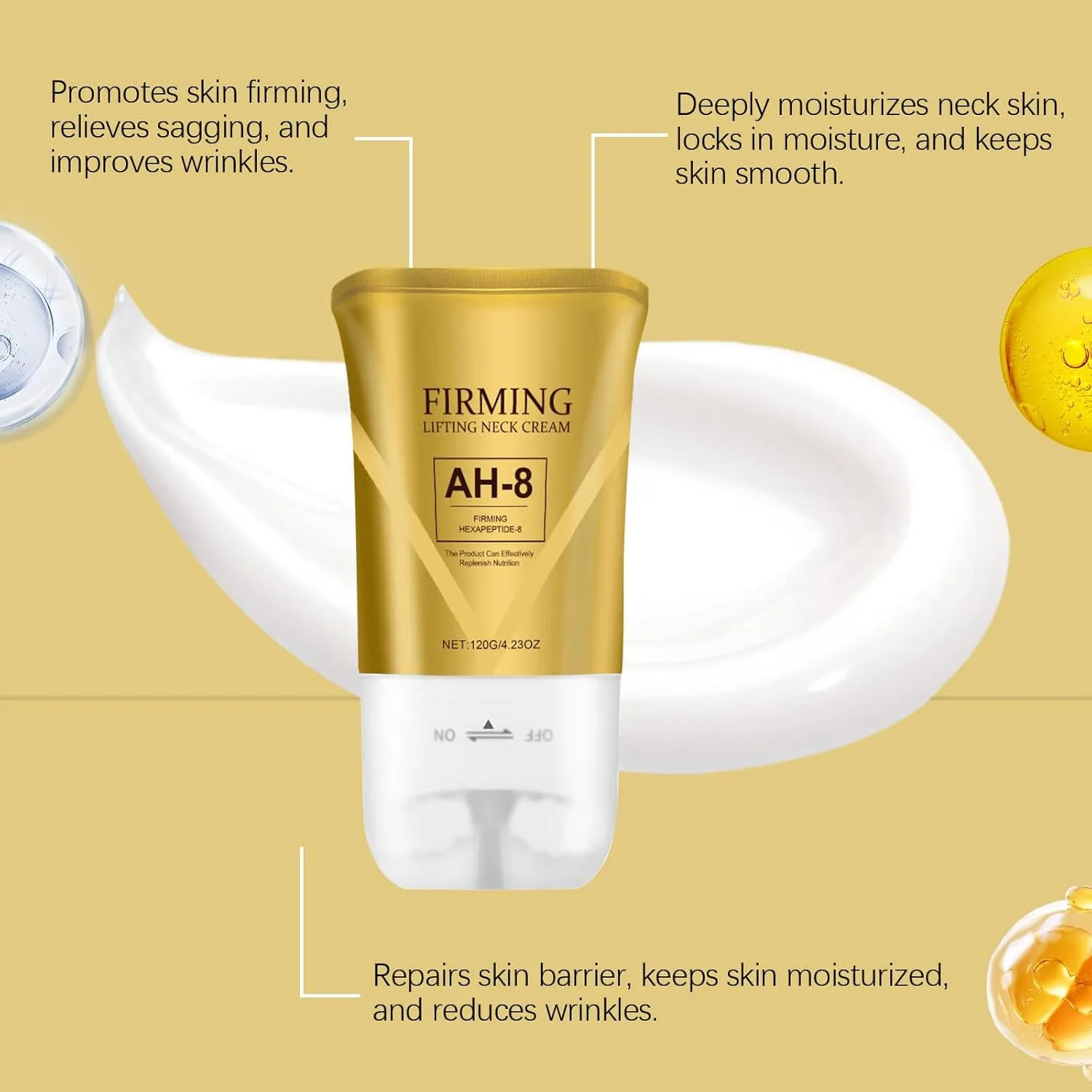 Ah8 Firming Neck Cream, Reduces Neck Lines, Moisturizes, Tightens Skin, Improves Elasticity, Anti-Aging, Suitable for Both Men and Women (2Pcs)