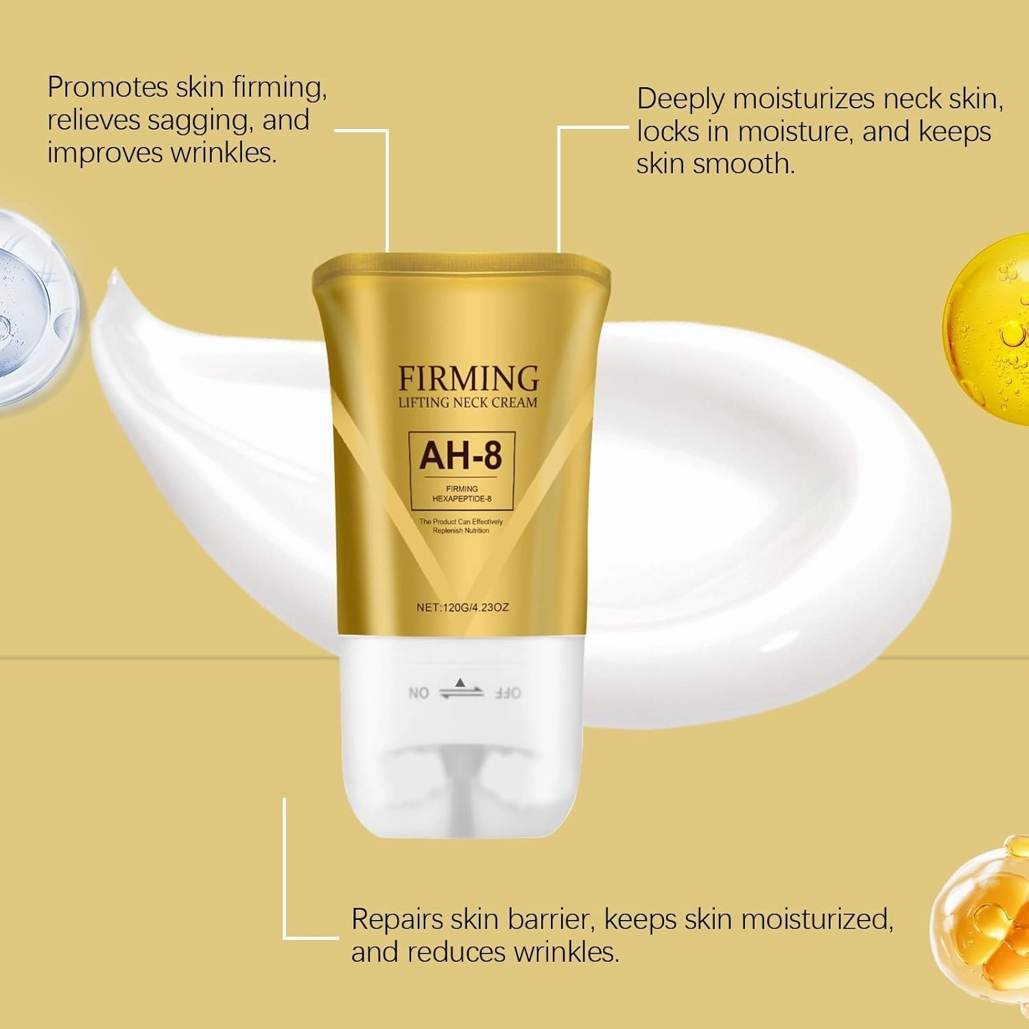 AH-8 Firming Neck Cream, Roller Firming Neck Cream for Crepey Skin Body Care Comfort, Moisturizing, Tightening Skin Repair (2PC, 8.46 Fl Oz)