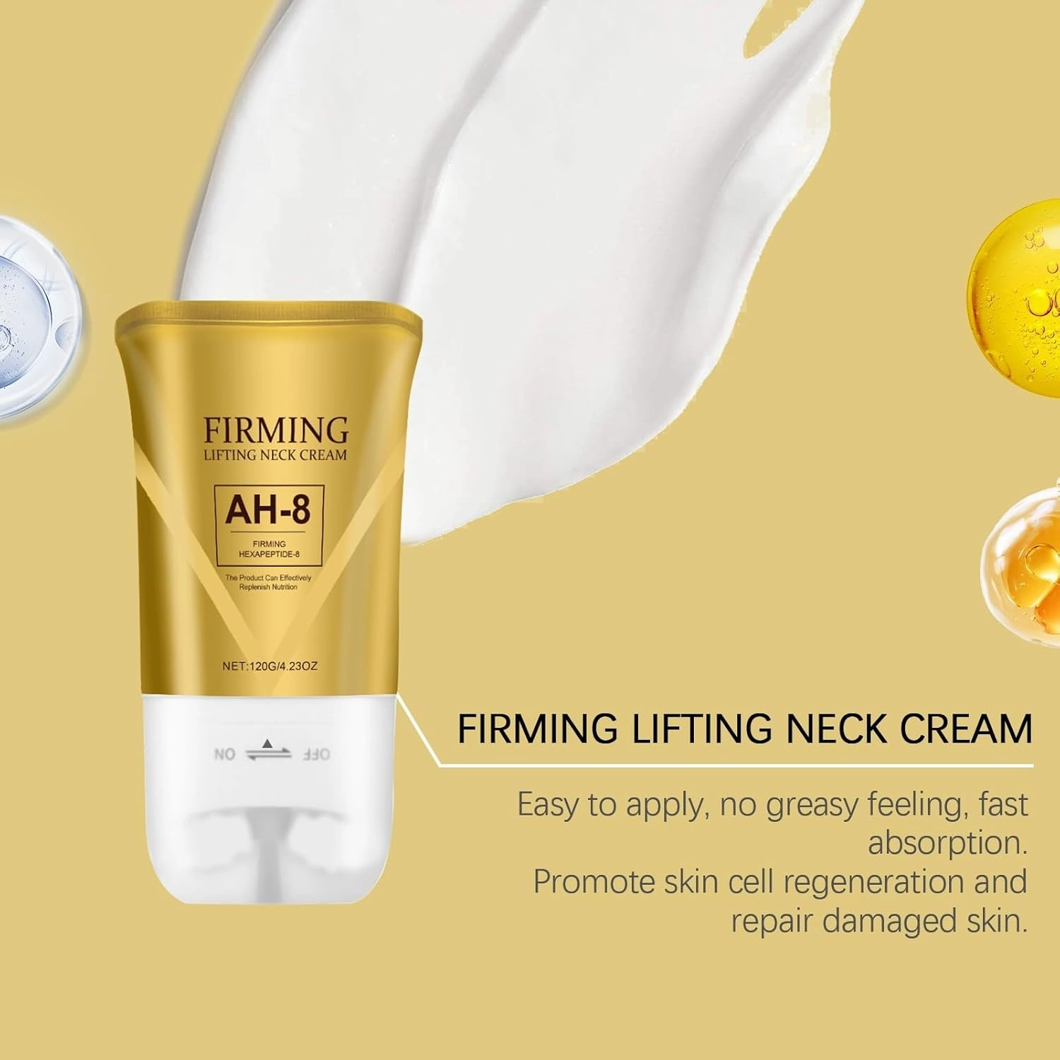 AH-8 Firming Neck Cream, Roller Firming Neck Cream for Crepey Skin Body Care Comfort, Moisturizing, Tightening Skin Repair (2PC, 8.46 Fl Oz)