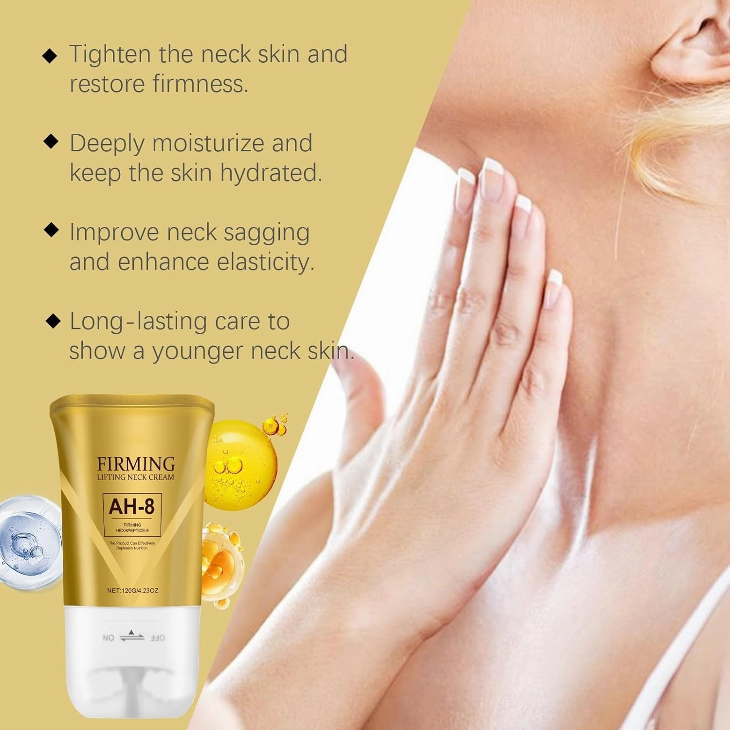 AH-8 Firming Neck Cream, Roller Firming Neck Cream for Crepey Skin Body Care Comfort, Moisturizing, Tightening Skin Repair (2PC, 8.46 Fl Oz)