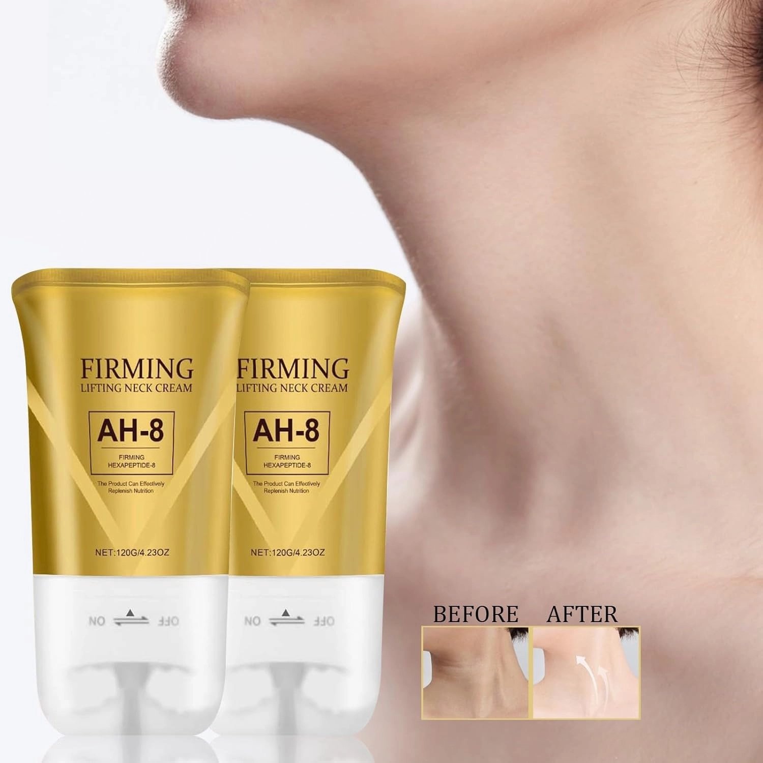 AH-8 Firming Neck Cream, Roller Firming Neck Cream for Crepey Skin Body Care Comfort, Moisturizing, Tightening Skin Repair (2PC, 8.46 Fl Oz)