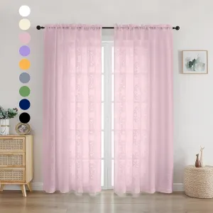 Aiyufeng Sheer Curtains 72 Inches Long for Living Room, 3D Floral Blush Clip Jacquard Transparent Light Weight Sheer Girl Curtains for Bedroom, Rod Pocket Window Curtains 2 Panel Set, 54Wx72L Inch