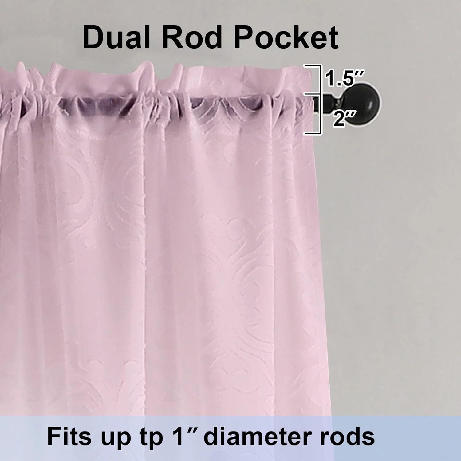 Aiyufeng Blush Pink Sheer Curtains 96 Inches Long for Living Room 2 Panels Set, Soft Lightweight & Breathable Elegant Clip Jacquard Floral Semi Sheer Long Curtains for Bedroom, Each 54Wx96L Inch