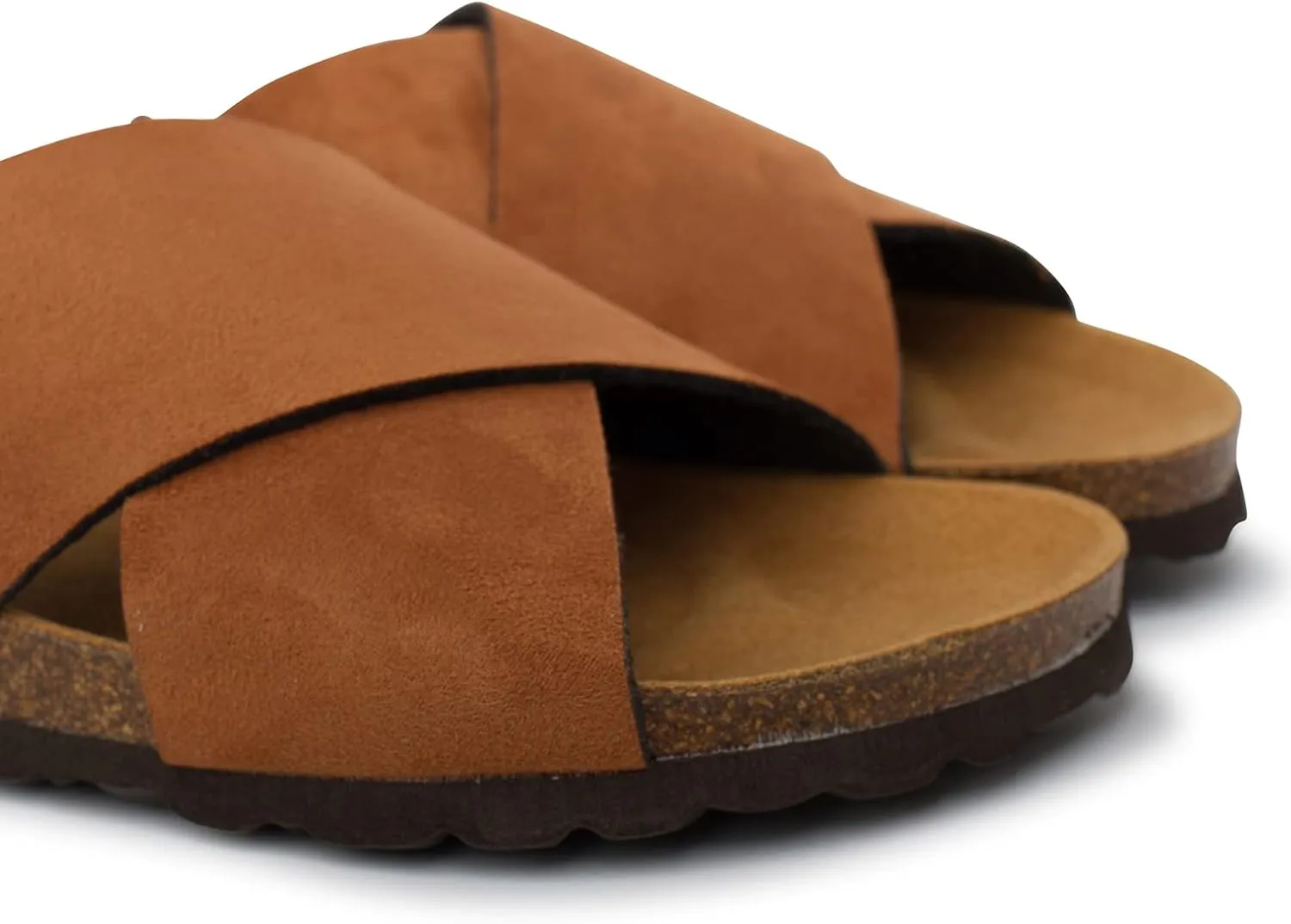 Alacant Bio Two Strap Sandals for Women - Sustainable, Eco Friendly, Vegan Suede Sandals. Recycled Upper, Comfy Insole, Cork Midsole, EVA Sole. Made in Spain
