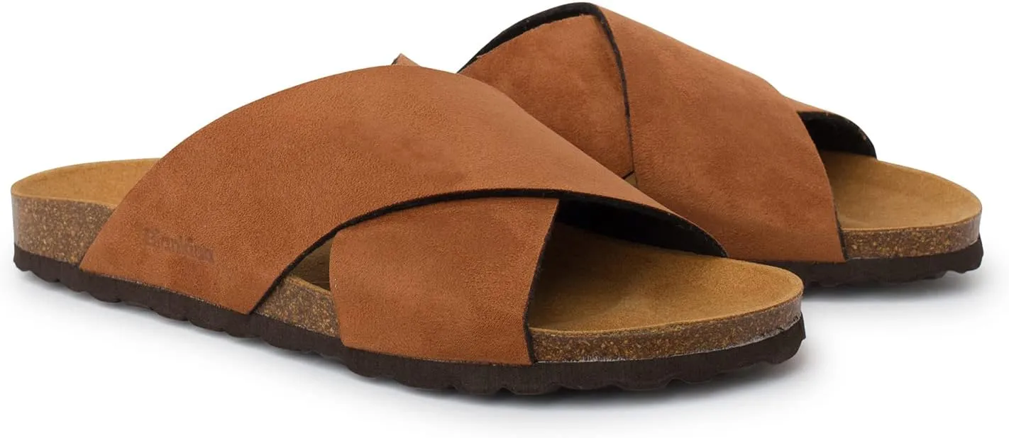 Alacant Bio Two Strap Sandals for Women - Sustainable, Eco Friendly, Vegan Suede Sandals. Recycled Upper, Comfy Insole, Cork Midsole, EVA Sole. Made in Spain