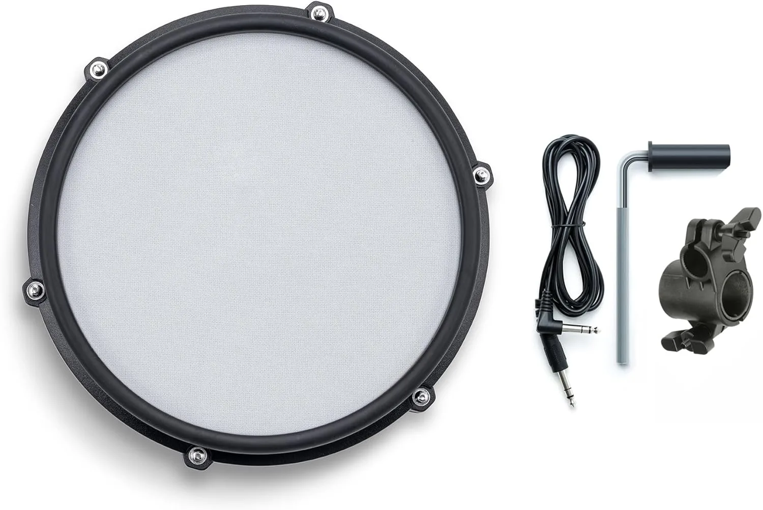 Alesis Nitro Max 10 Inch Dual Zone Mesh Tom Pad with Clamp and Silverline Audio 10ft Trigger Cable Bundle
