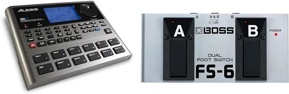 Alesis SR-18 Studio Drum Machine Bundle with Boss FS-6 Dual Footswitch