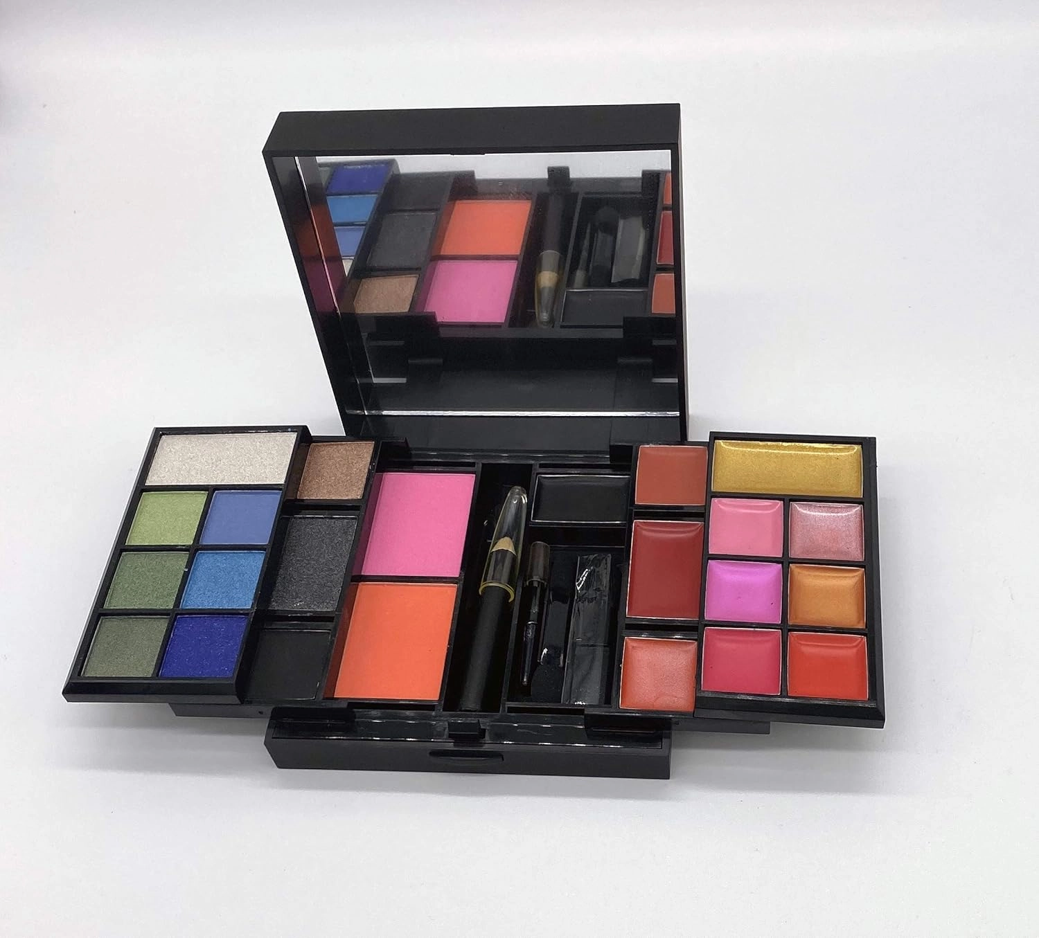 Alluring All-in-one Travel Makeup Kit - Eye Shadow Palette (Creamy, Matte, Glitter) Highly Pigmented Professional Cosmetic Colors with, Lip Gloss, Blush, Pencil Eyeliner,