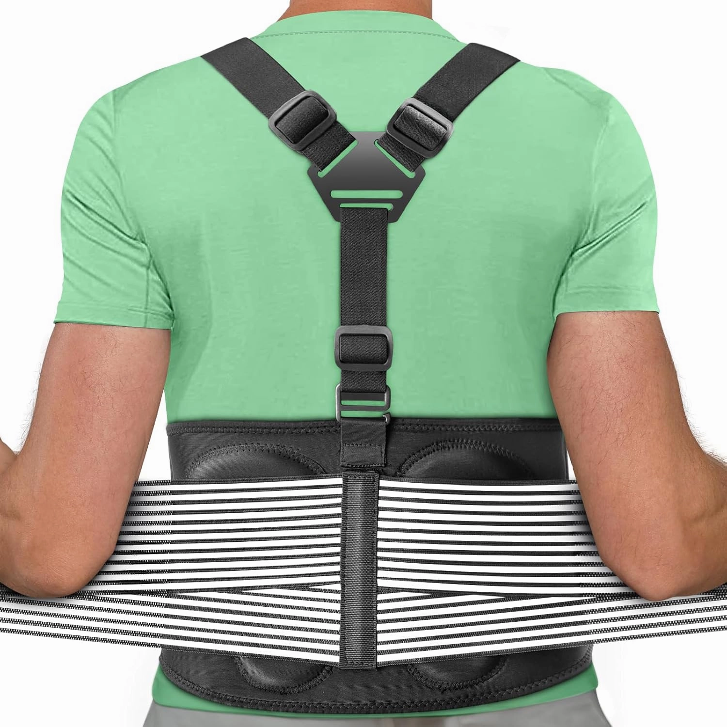 AllyFlex Sports® Back Brace For Lifting Work Y-shape Suspenders Safety Belt With Dual 3D Lumbar Support Relieve Pain, Prevent Injury (M (30'' - 37''))