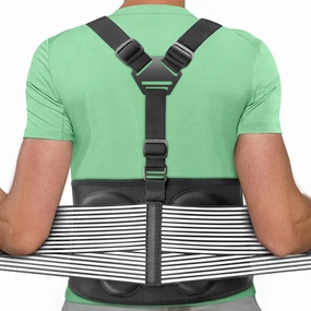 AllyFlex Sports® Back Brace For Lifting Work Y-shape Suspenders Safety Belt With Dual 3D Lumbar Support Relieve Pain, Prevent Injury (M (30'' - 37''))