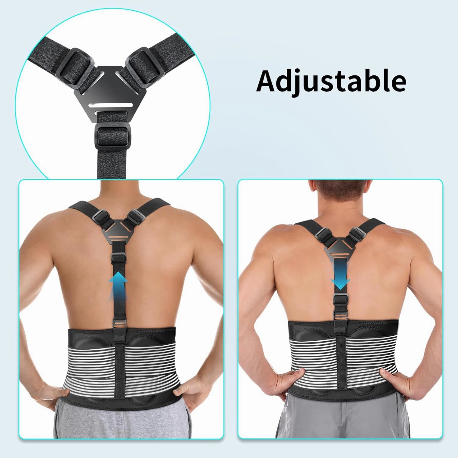 AllyFlex Sports® Back Brace For Lifting Work Y-shape Suspenders Safety Belt With Dual 3D Lumbar Support Relieve Pain, Prevent Injury (M (30'' - 37''))