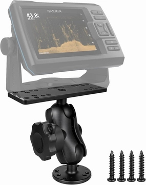 Aluminum Fish Finder Mount with 1.5" / C Size Ball, 3.42'' Short Arm Marine Electronic Mount,Saltwater Resistant Aluminum Bracket Compatible with Garmin, Lowrance, Humminbird and More (Anti-Theft)