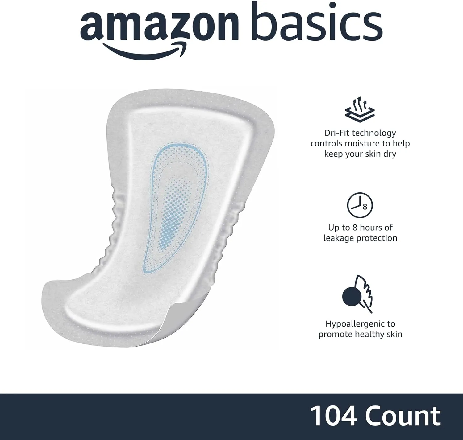 Amazon Basics Men's Incontinence Guards, Maximum Absorbency, 104 Count, (2 Packs of 52)