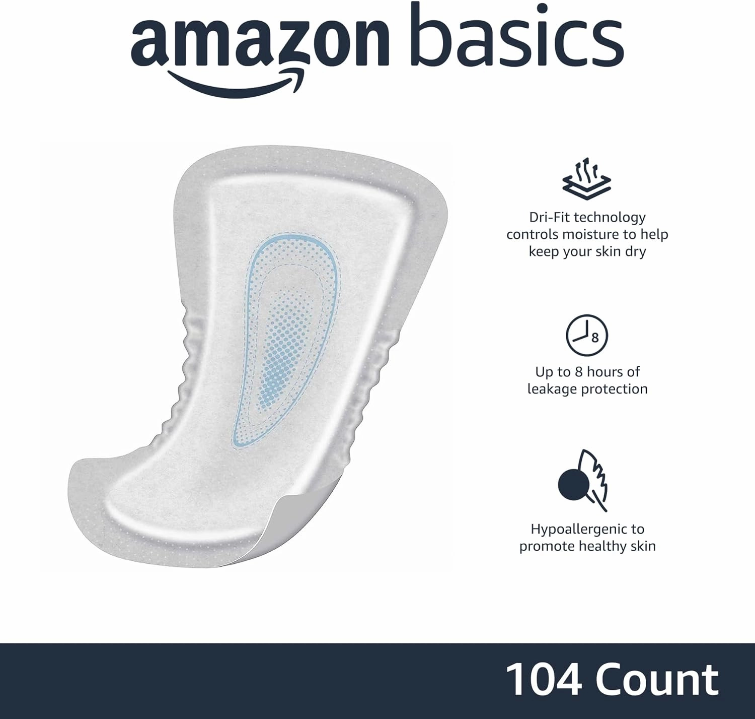 Amazon Basics Men's Incontinence Guards, Maximum Absorbency, 104 Count, (2 Packs of 52)
