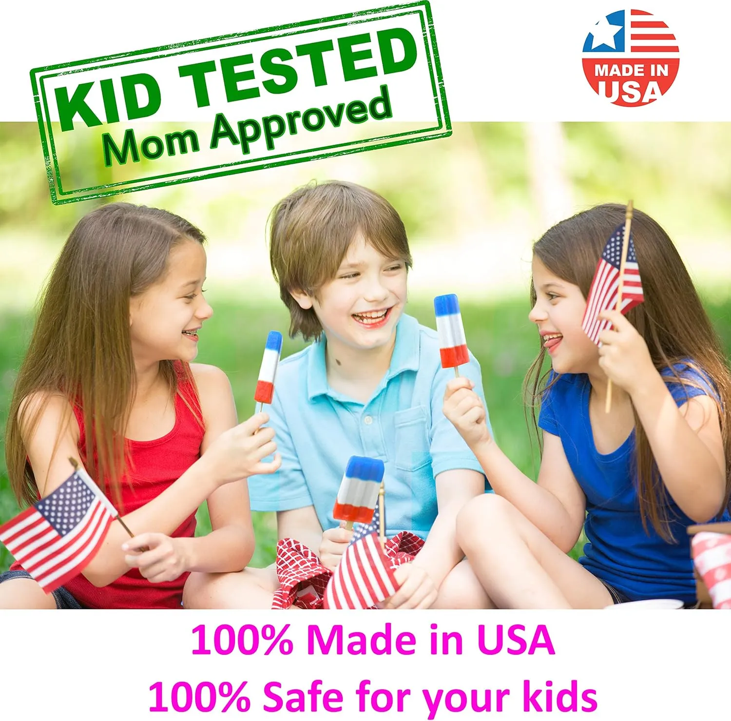 American Ice Pop Maker - Frozen Popsicle Mold - Set of 10 BPA Free Plastic Molds   50 Wood Sticks & Cleaning Brush (Classic-10   200 Sticks, Blue)