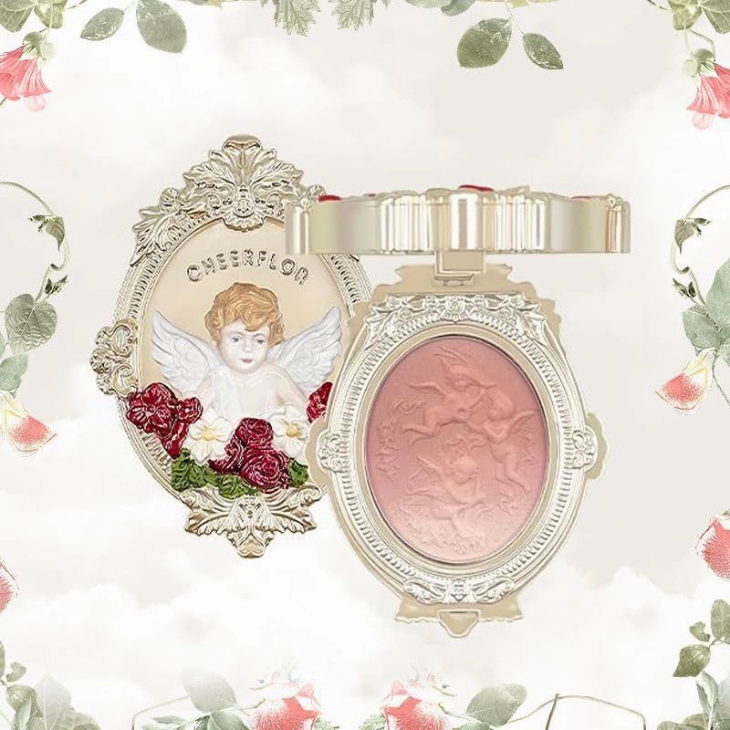 Angel Embossed Blush Matte Powder Contour Blusher for Women Face Contouring (C02, K)