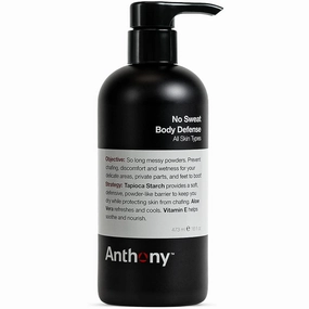Anthony No Sweat Body Defense Deodorant for Men – Anti-Chafing, Anti-Itch Cream-to-Powder Lotion for Sweat and Body Odor Control – 16 Fl Oz