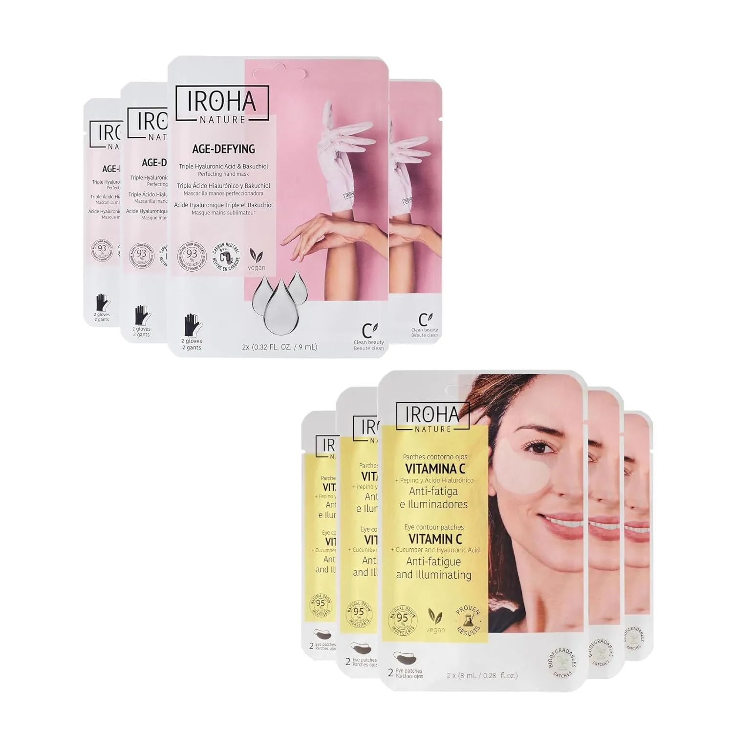 Anti-Aging Hand Mask (4 Pairs)   Illuminating Eye Mask, Anti-Fatigue (5 Pairs) – Anti-Aging Hand Mask with Hyaluronic Acid & Bakuchiol |Hydrating Eye Patches with Vitamin C, Cucumber, Hyaluronic Acid