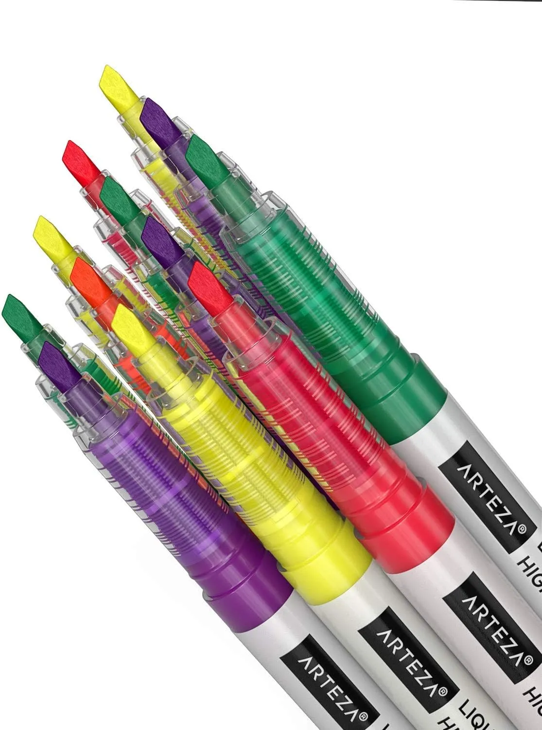 ARTEZA Liquid Highlighter Pens, Set of 30, Narrow Chisel Tip, 5 Assorted Colors