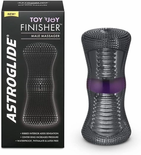 Astroglide Male Masturbator and Stroker, Toy 'n Joy Finisher for Men, Dual Entrance Male Sex Toy, Waterproof and Lube Friendly, Easy to Hold, Ribbed Interior, Phthalate and Latex Free, Easy Clean-Up