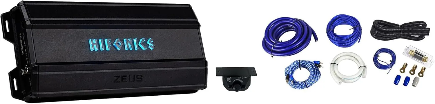 Audiosavings Bundle: (1) Hifonics ZD-2550.1D Mono Amplifier Bundle with (1) Rockville RWK01 0 Gauge Wiring Kit (2 Items)