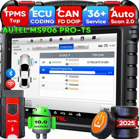 Autel MaxiSYS MS906 PRO-TS Scanner, 2025 MS906Pro-TS Up of MP900TS MS906 PRO MP900BT MS906MAX, Full TPMS & ECU Coding, Bidirectional Scan Tool, 3000  Test, 36  Service, CAN FD&DoIP, Auto Scan 2.0