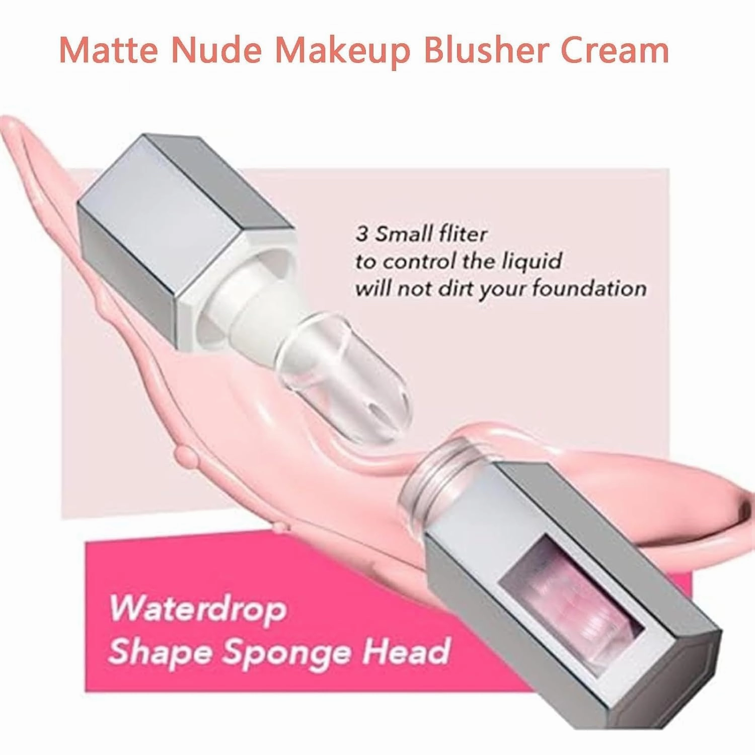 Aztk Liquid Blush, Aztk Jelly Color Liquid Blush Jc04, Matte Nude Makeup Blusher Cream with Sponge Head, Highlight Contour 3 in 1 for Women, for Cheeks Matte Finish (JC03)