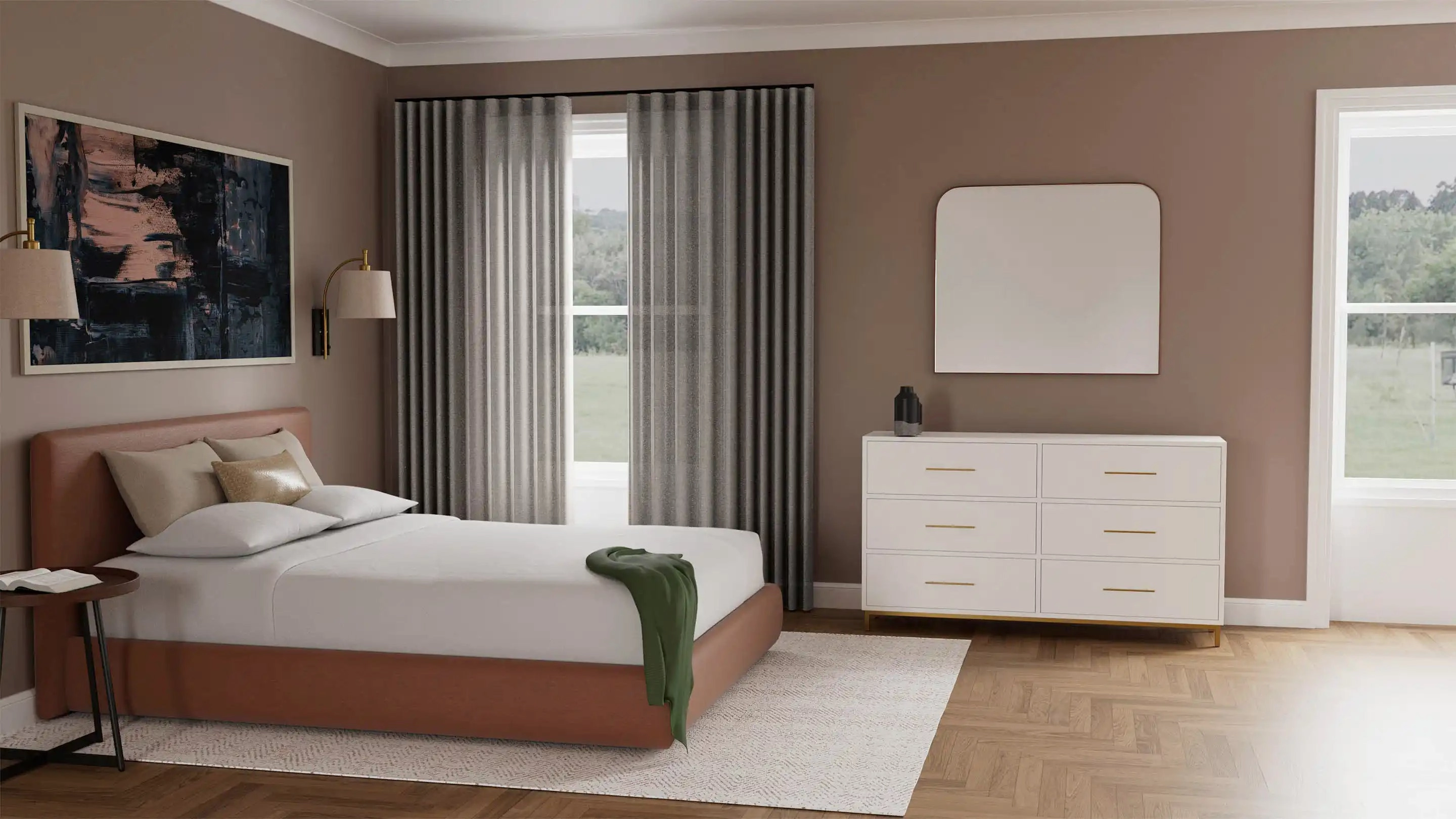 Bali Sheer Curtain & Avena Blockout Curtain Double
