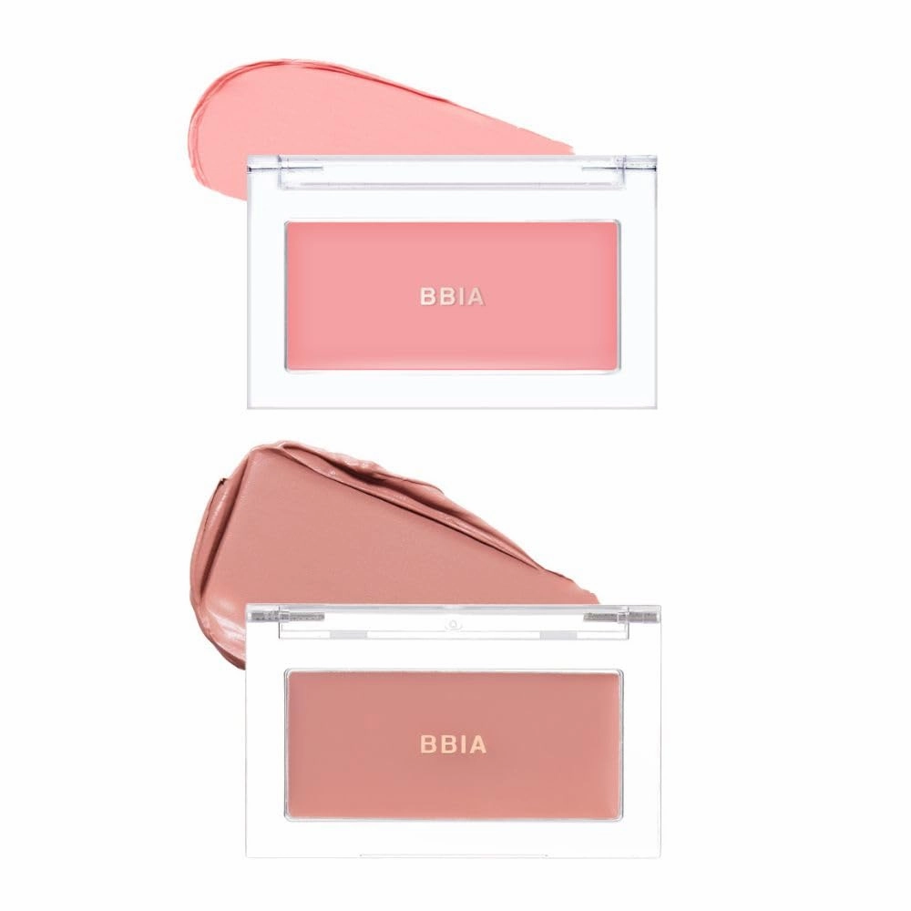BBIA Ready To Wear Downy Cheek Cream Blush 2P Set (01 DOWNY PINK   06 DOWNY FIG) / Blendable and Lightweight Cheek Makeup, Highly Pigmented with Long Wearing Formula