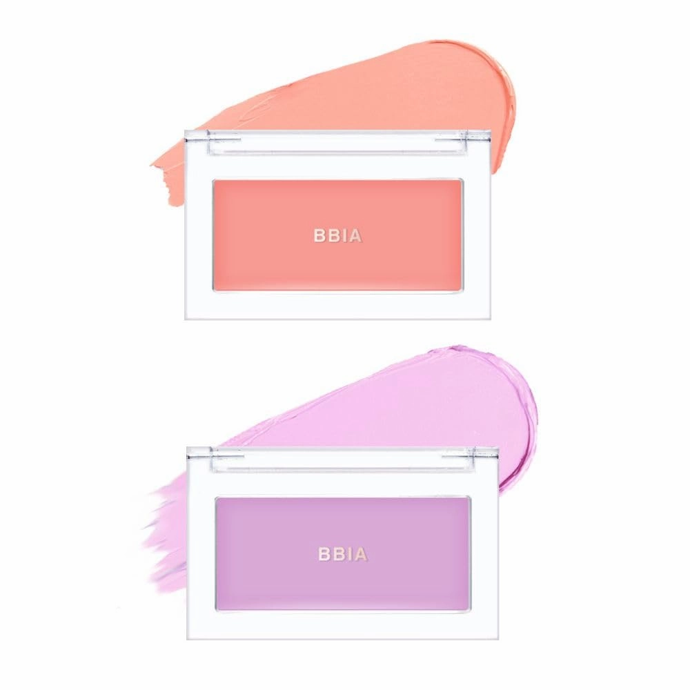 BBIA Ready To Wear Downy Cheek Cream Blush 2P Set (02 DOWNY PEACH   04 DOWNY LAVENDER) / Blendable and Lightweight Cheek Makeup, Highly Pigmented with Long Wearing Formula