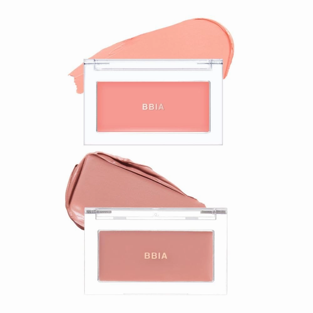 BBIA Ready To Wear Downy Cheek Cream Blush 2P Set (02 DOWNY PEACH   06 DOWNY FIG) / Blendable and Lightweight Cheek Makeup, Highly Pigmented with Long Wearing Formula