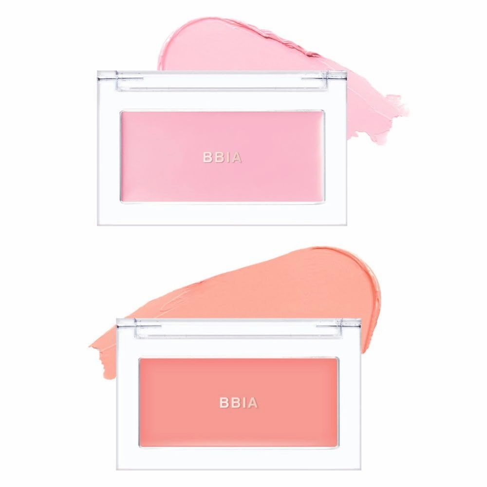BBIA Ready To Wear Downy Cheek Cream Blush 2P Set (07 DOWNY ANGEL   02 DOWNY PEACH) / Blendable and Lightweight Cheek Makeup, Highly Pigmented with Long Wearing Formula