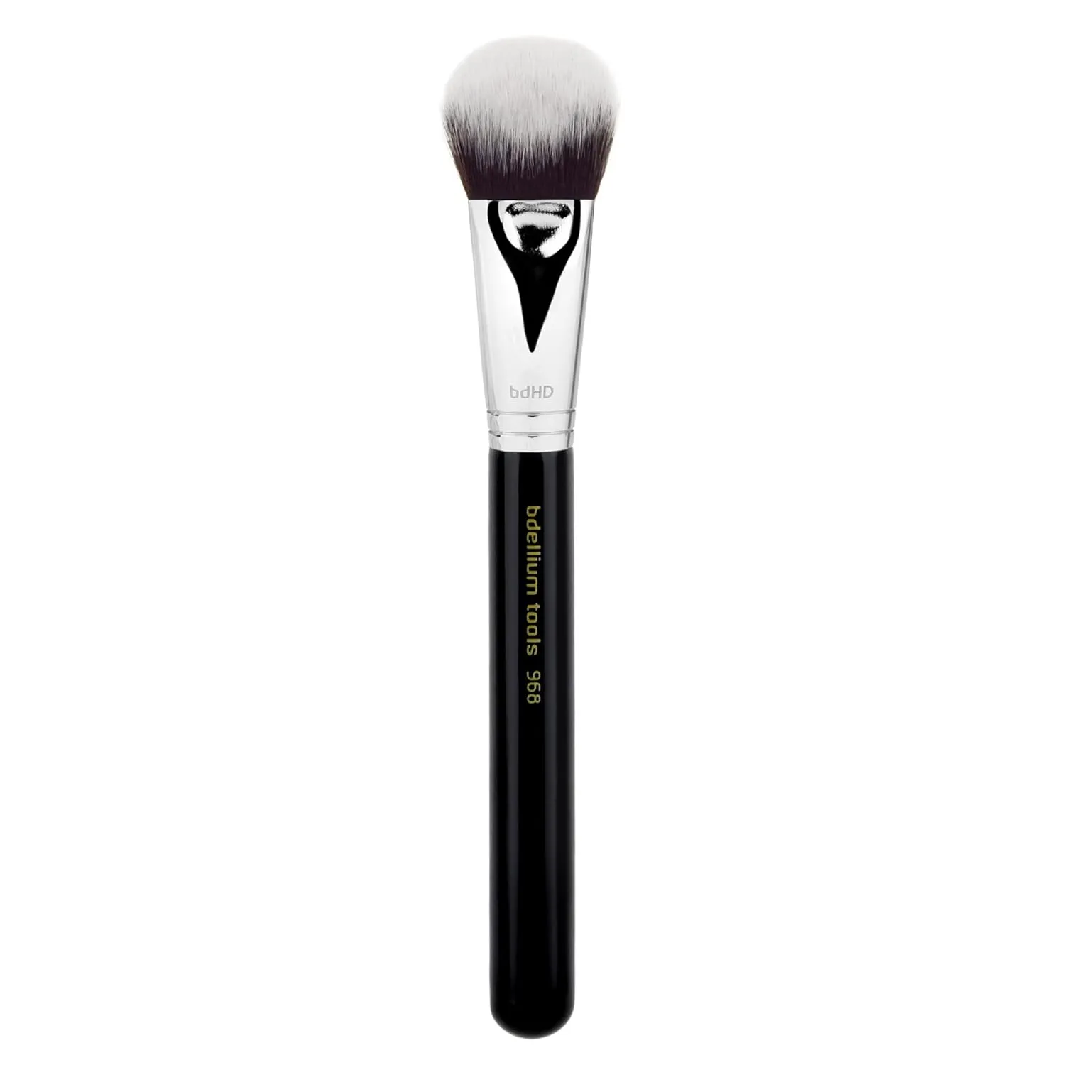 Bdellium Tools Professional Makeup Brush - Maestro Series 968 BDHD Phase II Small Foundation/Contour - With Soft Synthetic Fibers, For Versatile Application & Blending (Black, 1pc)